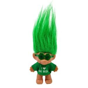 VTG Russ Troll I LOVE THE IRISH 3" Doll St. Patricks Day Green Hair Sunglasses